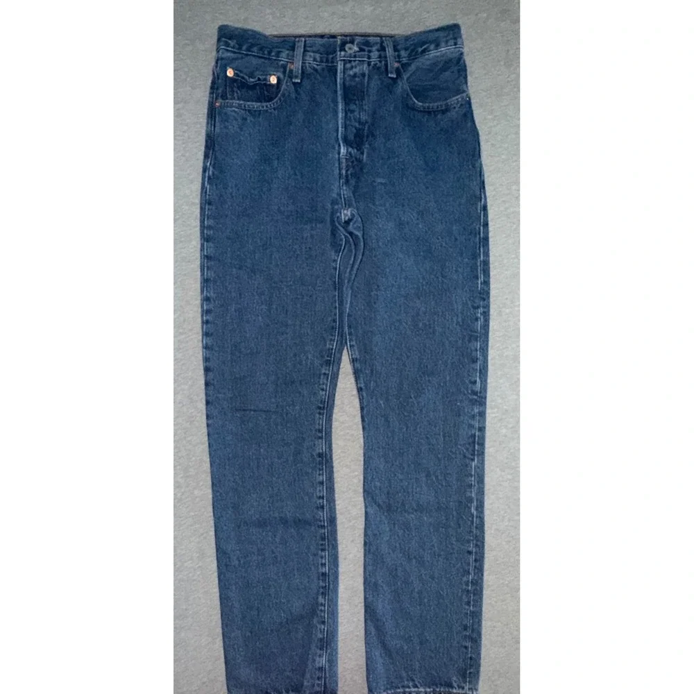 Levis Premium 501 Straight Leg Blue Jeans Dark Wash Size 28x32 Streetwear Denim